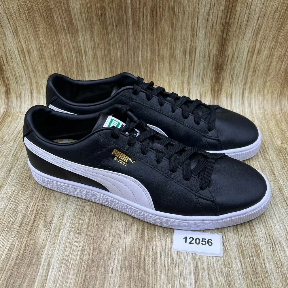 Puma Basket 21 Classic Sneakers Men's Size 11.5 Black White Leather 374923-04